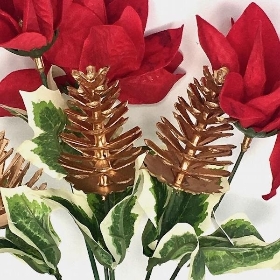 Red Velvet Poinsettia & Cone Bush 30cm