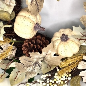 White Pumpkin & Pinecone Wreath 55cm