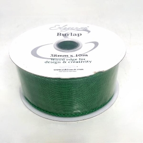 Green Burlap Ribbon 38mm