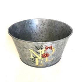 Zinc Noel Round Planter 10cm