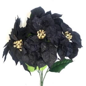 Black Velvet Poinsettia Bush 47cm