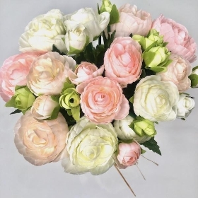 Ivory & Pink Ranunculus Bouquet 34cm