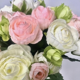 Ivory & Pink Ranunculus Bouquet 34cm