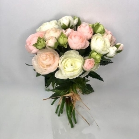 Ivory & Pink Ranunculus Bouquet 34cm