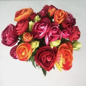 Cerise & Orange Ranunculus Bouquet 34cm