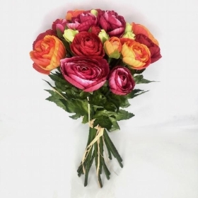 Cerise & Orange Ranunculus Bouquet 34cm