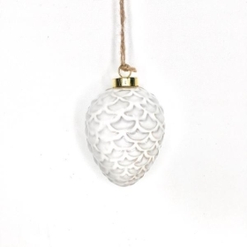 Mottled Ceramic Hanging Pinecone 9cm