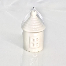 White Ceramic Hanging House 7cm