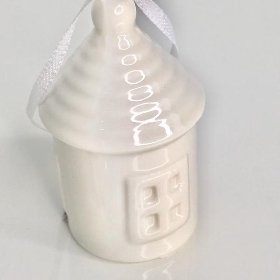 White Ceramic Hanging House 7cm