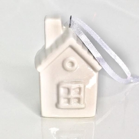 White Ceramic Hanging House 7cm