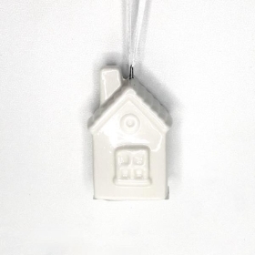 White Ceramic Hanging House 7cm