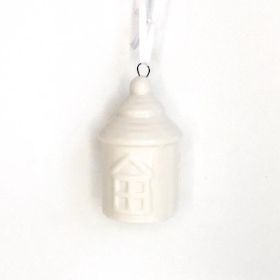 White Ceramic Hanging House 7cm