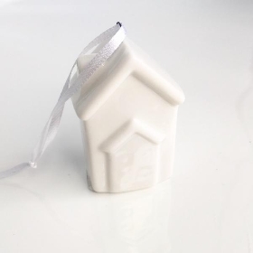 White Ceramic Hanging House 7cm