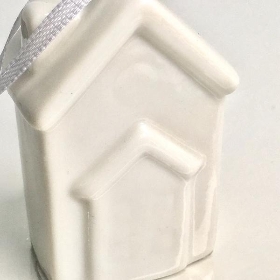 White Ceramic Hanging House 7cm