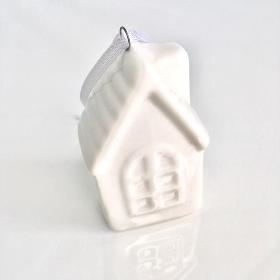 White Ceramic Hanging House 7cm