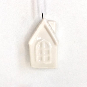 White Ceramic Hanging House 7cm