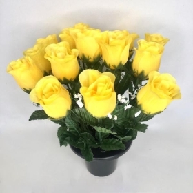 Yellow Rosebud Grave Pot 27cm