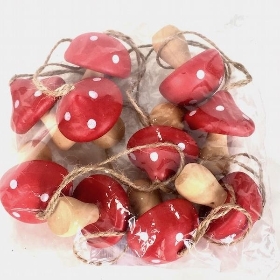 10 x Wooden Hanging Toadstool 5cm