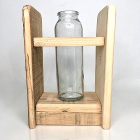 Clear Vase In Wooden Stand 20cm