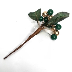 Green & Gold Berry Cluster 12cm