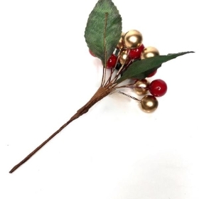 Red & Gold Berry Cluster 12cm