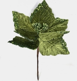 Sage Velvet Poinsettia 32cm