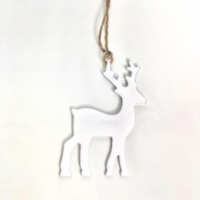 White Enamel Hanging Reindeer 10cm