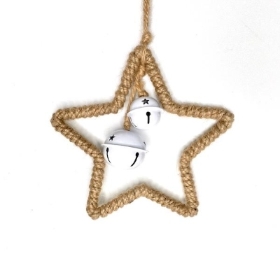 Natural Rope Star & Bells 16cm