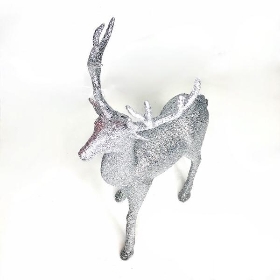 Silver Glitter Reindeer 33cm