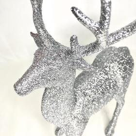 Silver Glitter Reindeer 33cm