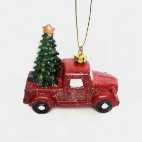 Red Hanging Truck & Tree 8cm