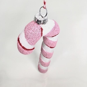 Pink Hanging Candy Cane 14.5cm