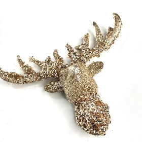 Gold Glitter Reindeer Head 12cm