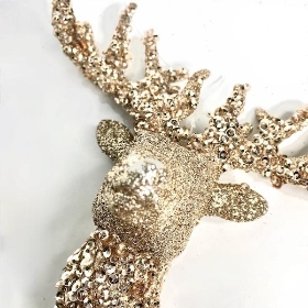 Gold Glitter Reindeer Head 12cm