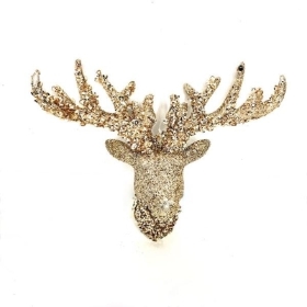 Gold Glitter Reindeer Head 12cm