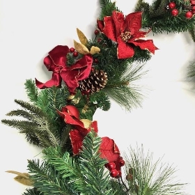 Poinsettia & Bauble Garland 180cm