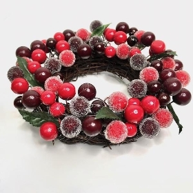 Red Berries Candle Ring 17cm