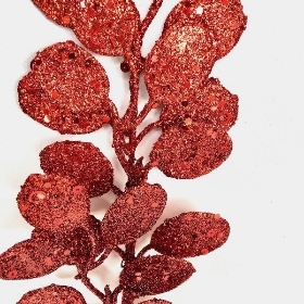 Red Glitter Eucalyptus Stem 62cm