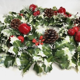 Variegated Holly Wreath 40cm