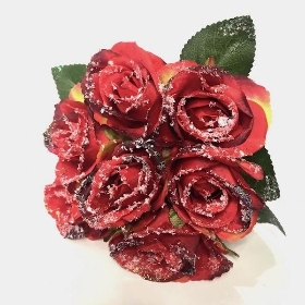 Red Snowy Rosebud Bundle 26cm