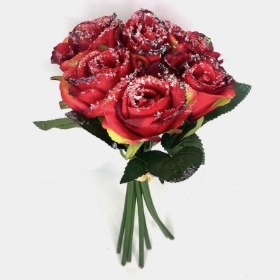 Red Snowy Rosebud Bundle 26cm