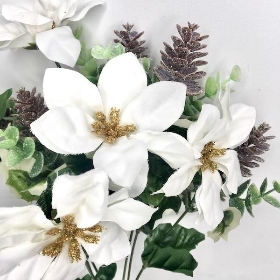 White Cone & Poinsettia Bush 39cm