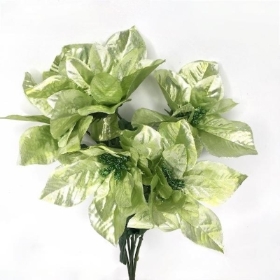 Green Metallic Poinsettia Bush 32cm