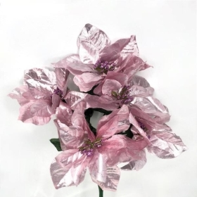 Pink Metallic Poinsettia Bush 32cm