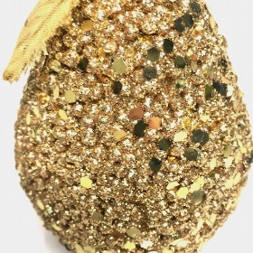 Gold Glitter Hanging Pear 10cm