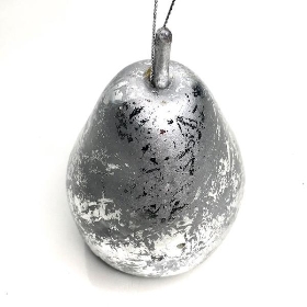 Silver Hanging Pear 10cm