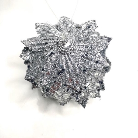 Silver Hanging Leaf Bauble 10cm