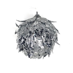 Silver Hanging Leaf Bauble 10cm