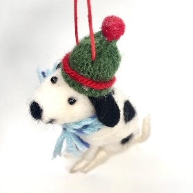 Felt Christmas White Dog 13cm