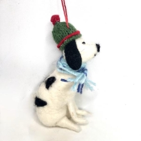 Felt Christmas White Dog 13cm